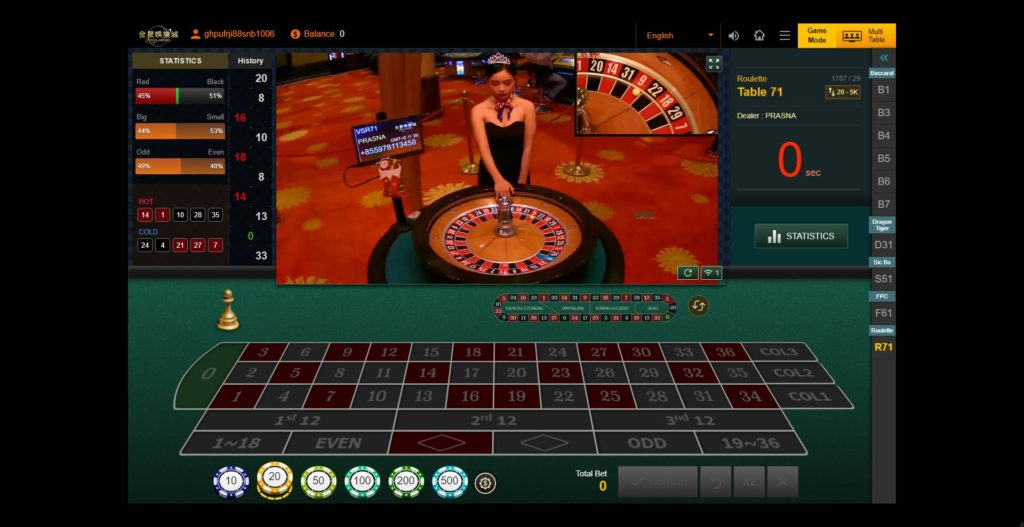 Venus Casino Game dashboard