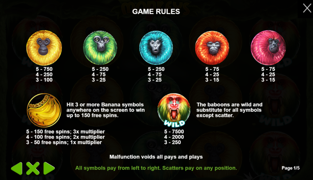 สัญลักษณ์เกม 7 Monkeys