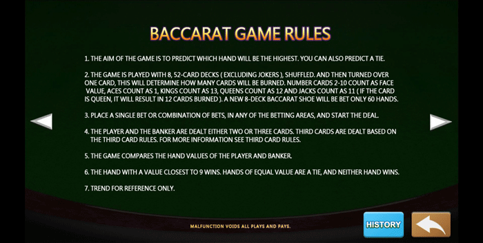 กฏเกมส์ Grand Baccarat